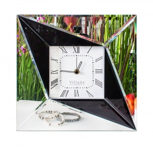 Zegar lustrzano-czarny glamour