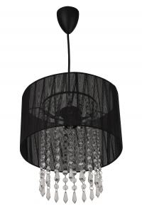 Czarna lampa z kryształkami do sypialni