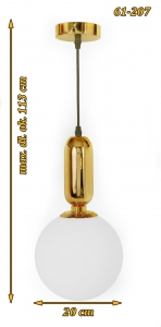 Złota lampa wisząca sprzedawana bez żarówki