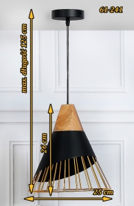 Czarno-złota lampa sufitowa sprzedawana bez żarówki